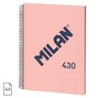 Milan 57141E80P Cuaderno A4 Tapa Dura, 80 Hojas Blancas 95 gr/m², Espiral Metálica, Rosa