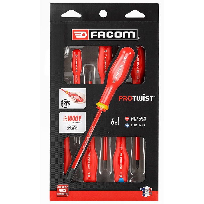 Facom Protwist® Juego de 6 destornilladores aislados 1000V plano/pz