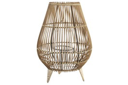 DKD Home Decor Portavelas de Ratán y Metal Natural