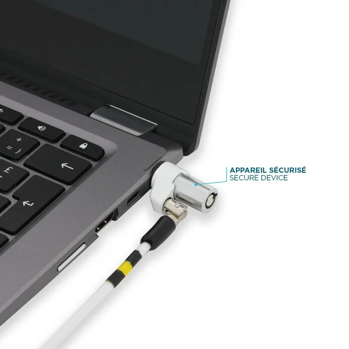 Mobilis 001325 Cable de Seguridad Antirrobo para Portátil con Llave - 1.8 Metros, Acero, Color Blanco