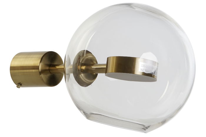 DKD Home Decor Lámpara Aplique Moderno Dorado Cristal y Metal 25 x 20 x 20 cm