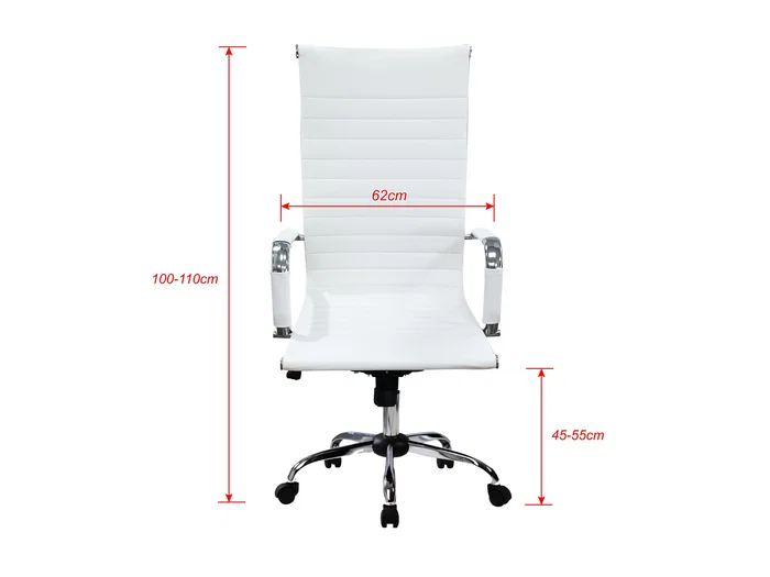 Equip 651017 Silla de Oficina y Ordenador, Respaldo Alto y Asiento Acolchado en Blanco, Ajuste de Altura y Respaldo, Ergonomica, Soporta 120 kg