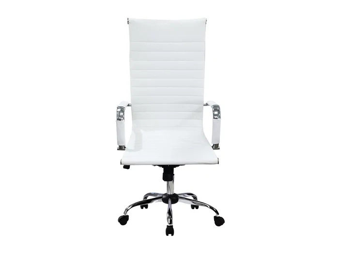 Equip 651017 Silla de Oficina y Ordenador, Respaldo Alto y Asiento Acolchado en Blanco, Ajuste de Altura y Respaldo, Ergonomica, Soporta 120 kg