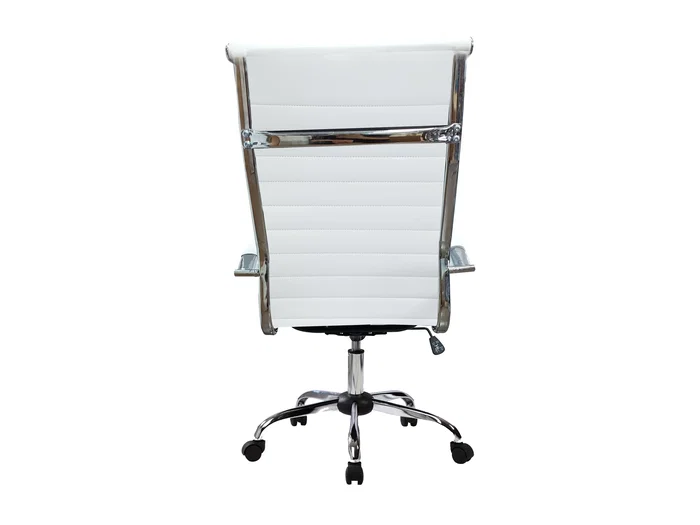 Equip 651017 Silla de Oficina y Ordenador, Respaldo Alto y Asiento Acolchado en Blanco, Ajuste de Altura y Respaldo, Ergonomica, Soporta 120 kg