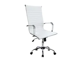 Equip 651017 Silla de Oficina y Ordenador, Respaldo Alto y Asiento Acolchado en Blanco, Ajuste de Altura y Respaldo, Ergonomica, Soporta 120 kg
