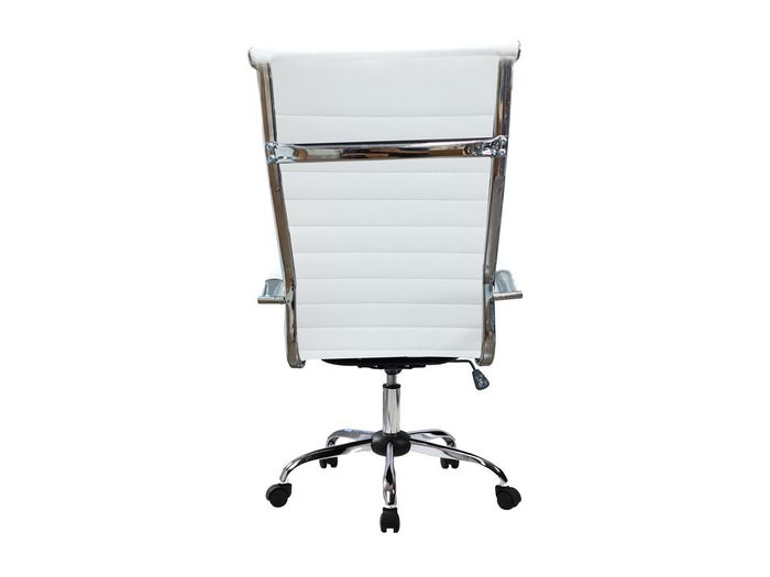 Equip 651017 Silla de Oficina Ergonómica Blanca con Respaldo y Asiento Acolchado de Imitación Piel, Reposabrazos Rígidos, Giratoria y con Ruedas