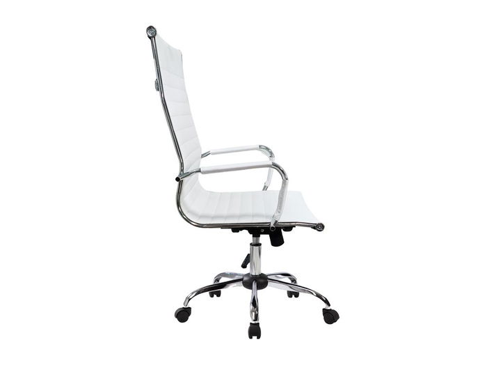 Equip 651017 Silla de Oficina Ergonómica Blanca con Respaldo y Asiento Acolchado de Imitación Piel, Reposabrazos Rígidos, Giratoria y con Ruedas
