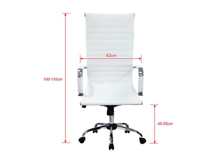 Equip 651017 Silla de Oficina Ergonómica Blanca con Respaldo y Asiento Acolchado de Imitación Piel, Reposabrazos Rígidos, Giratoria y con Ruedas