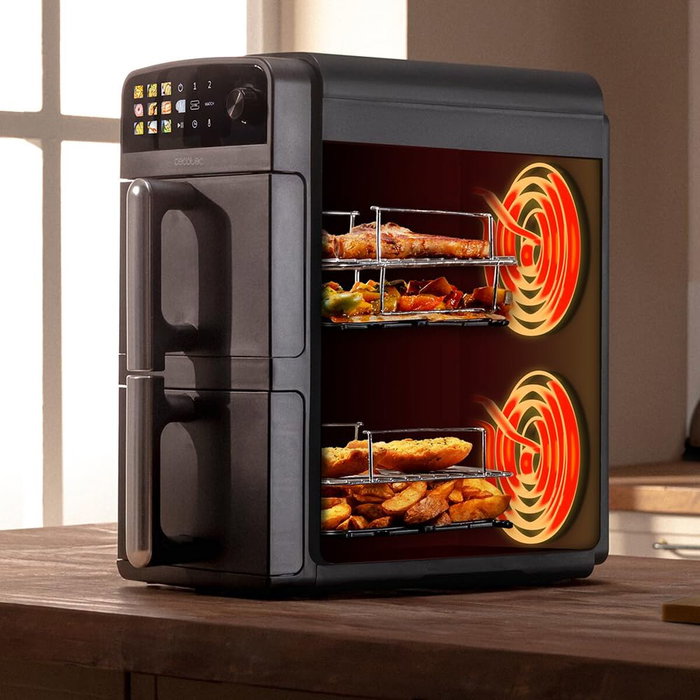 Cecotec Freidora de Aire Cecofry DuoLevel 10000 10L 2400W Negro Apagado Automático