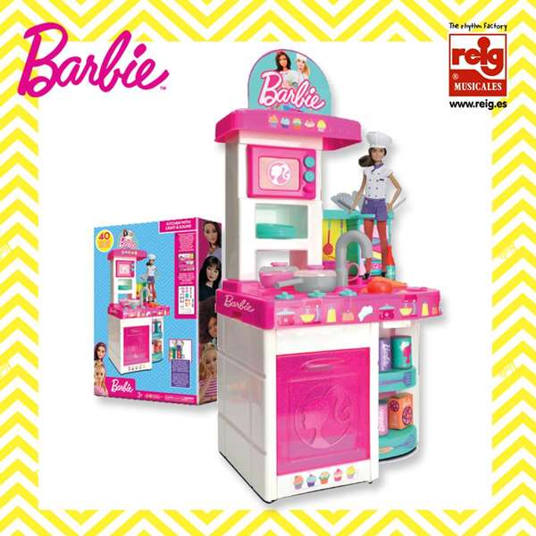Reig Cocina Barbie con 40 Accesorios, Luces y Sonidos, 40.5x30x81 cm Reig Cocina Barbie con 40 Accesorios, Luces y Sonidos, 40.5x30x81 cm