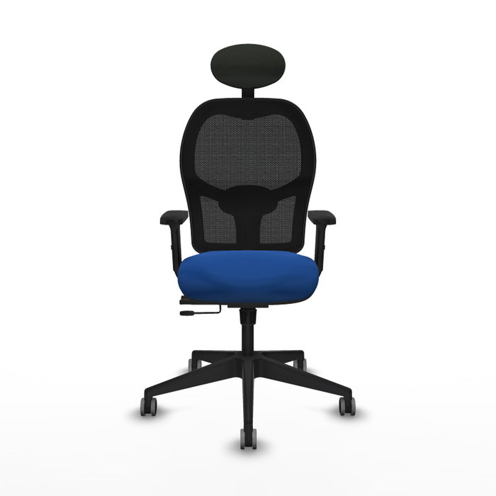 PIQUERAS Y CRESPO Silla Alocén con mecanismo traslack, malla negra y similpiel azul PIQUERAS Y CRESPO Silla Alocén con mecanismo traslack, malla negra y similpiel azul