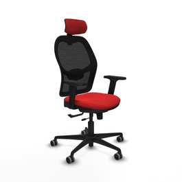 PIQUERAS Y CRESPO Silla de oficina Jorquera con mecanismo Sincro/Traslack, Rojo y Negro