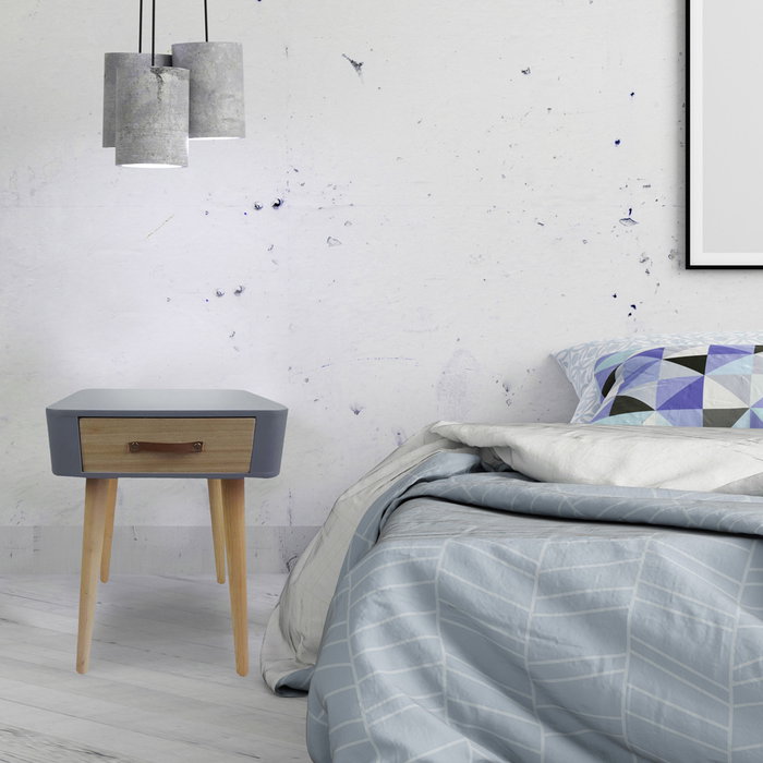 Home Deco Factory Mesita de Noche Gris Escandinava