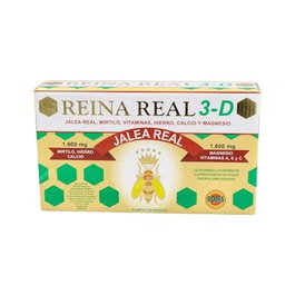 ROBIS Reina Real 3 Edad 20Amp Suplemento Jalea Real para Tercera Edad con Vitaminas C y E, Calcio, Magnesio y Hierro 10 Ampollas