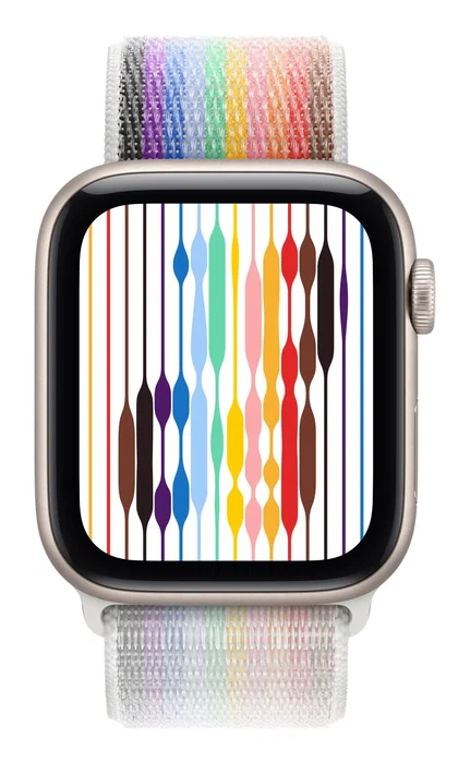 Apple MGXV4ZM/A Correa Deportiva Loop Edition Pride para Apple Watch 44/45/46/49 mm, Cierre de Velcro, Nylon, Multicolor
