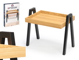 Giftdecor Mesa Auxiliar Patas Negras Madera MDF Marron y Negro 48x35x7.5 cm (Set de 4)