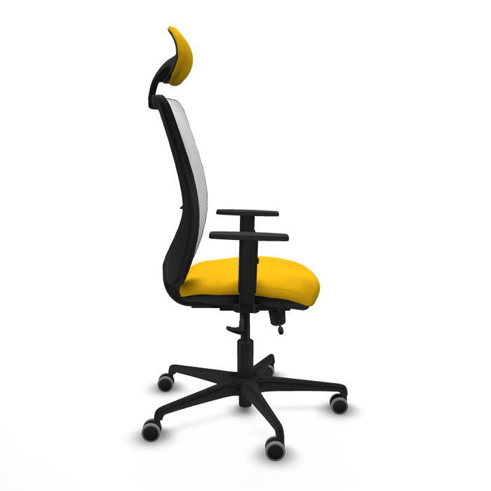 PIQUERAS Y CRESPO Silla de oficina Zulema con mecanismo Sincro/Traslack Amarillo y Blanco