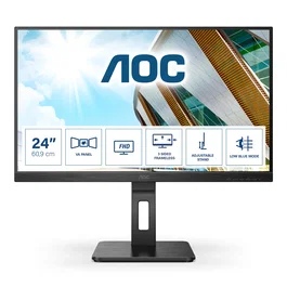 AOC 24P2QM Monitor Profesional de 23.8" Full HD (1920x1080) Panel VA 75Hz, Adaptive Sync, Ergonómico (Altura Ajustable, Pivot) y USB Hub