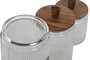 DKD Home Decor Bote Cristal Transparente Acacia 12.7 x 24 x 12.7 cm Set de 3