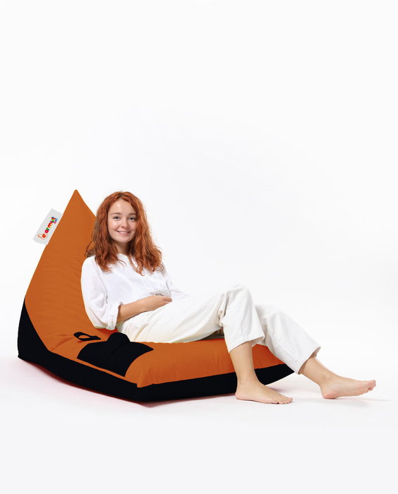 Atelier Del Sofa Pouf Doble Pyramid Naranja Exterior Impermeable Poliestireno Reciclado 145x90x35cm