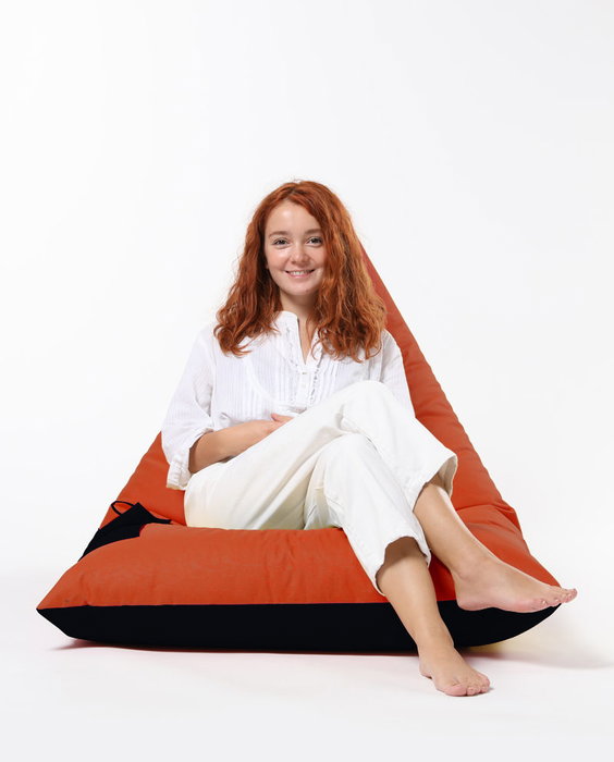 Atelier Del Sofa Pouf Doble Pyramid Naranja Exterior Impermeable Poliestireno Reciclado 145x90x35cm