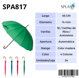 SPLASH BY AVANT Paraguas Splash SRA largo 16v antiviento liso