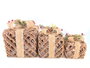 DKD Home Decor Regalo Set 3 LED Ratán Natural 28x28x31 cm