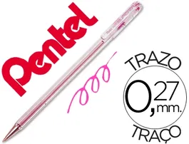 Pentel Bolígrafo BK-77 Rosa, Tinta a Base de Aceite, Punta Metálica 0.7mm, Trazo 0.27mm
