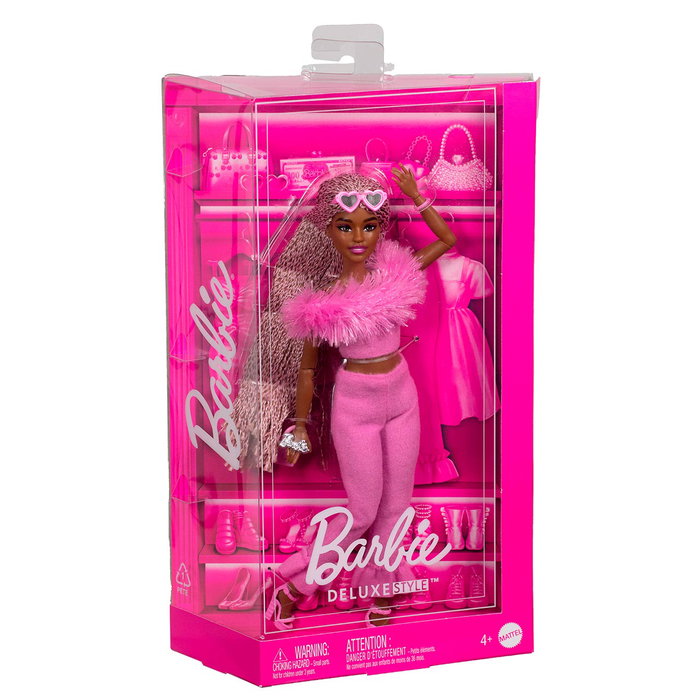 Mattel Muñeca Barbie Deluxe Style Glamour HYV28 Con Trenzas y Cuerpo Articulado Pequeño, Incluye Gafas y Bolso Rosa Mattel Muñeca Barbie Deluxe Style Glamour HYV28 Con Trenzas y Cuerpo Articulado Pequeño, Incluye Gafas y Bolso Rosa
