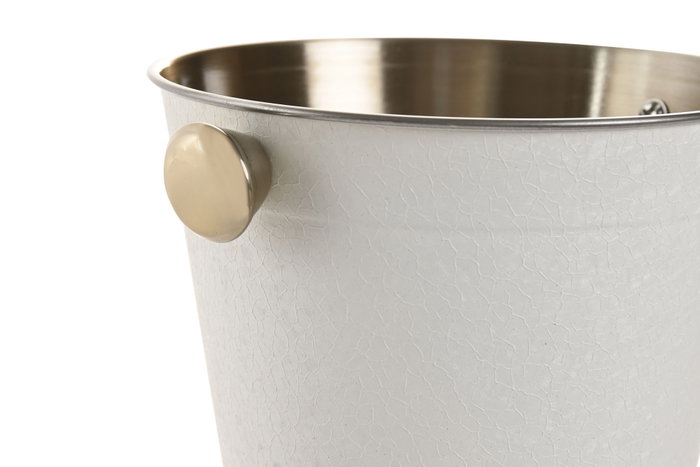 DKD Home Decor Cubitera Inox 17x14x13 Rugoso Blanco