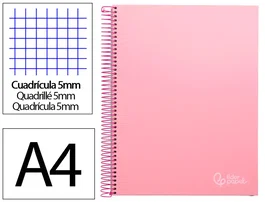Liderpapel Cuaderno Espiral A4 Micro Jolly Rosa 140 Hojas Cuadro 5mm
