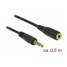 DeLOCK 85700 Cable de extensión de audio 3,5 mm 5 Pin Macho a Hembra 0,5 m Negro
