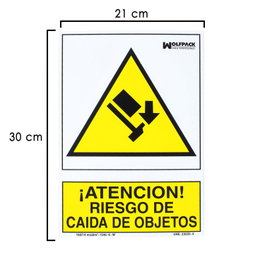 WOLFPACK LINEA PROFESIONAL Cartel Riesgo Caída De Objetos 21 x 30 cm