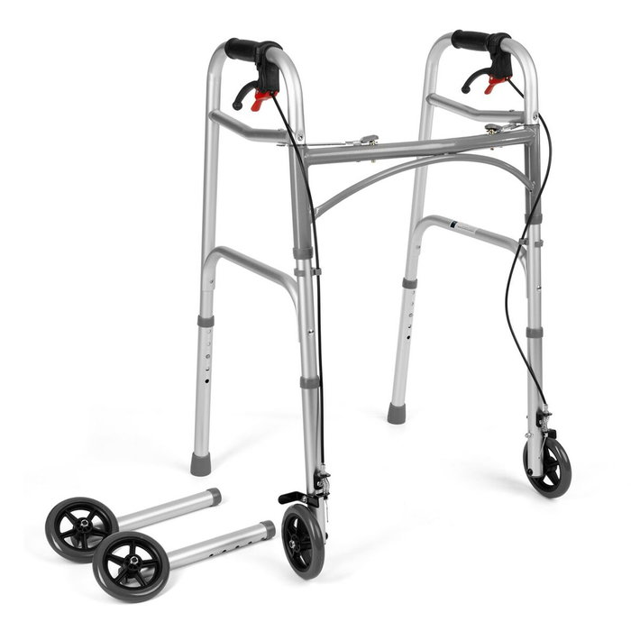 Silla de ruedas de cuatro ruedas con frenos timago jmc-c 3223 plata Silla de ruedas de cuatro ruedas con frenos timago jmc-c 3223 plata