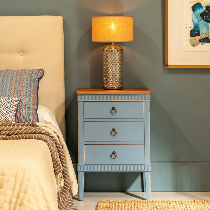 Mesita Azul Madera 50 X 38 X 72 cm