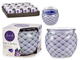 Acorde Vela Perfumada Cristal Tarta de Arándano Vidrio Cera Morado 7.5 x 6.3 x 7.5 cm (Set de 12)