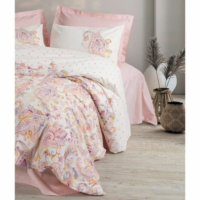 Aucune Juego de Cama Rosa 100% Algodón con Funda Nórdica y 2 Fundas de Almohada Aucune Juego de Cama Rosa 100% Algodón con Funda Nórdica y 2 Fundas de Almohada