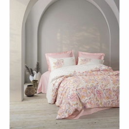 Aucune Juego de Cama Rosa 100% Algodón con Funda Nórdica y 2 Fundas de Almohada