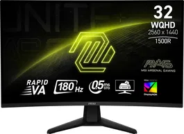 MSI MAG32CQ6F Monitor Curvo Gaming 32" QHD 180 Hz Panel VA Rápido 1 ms