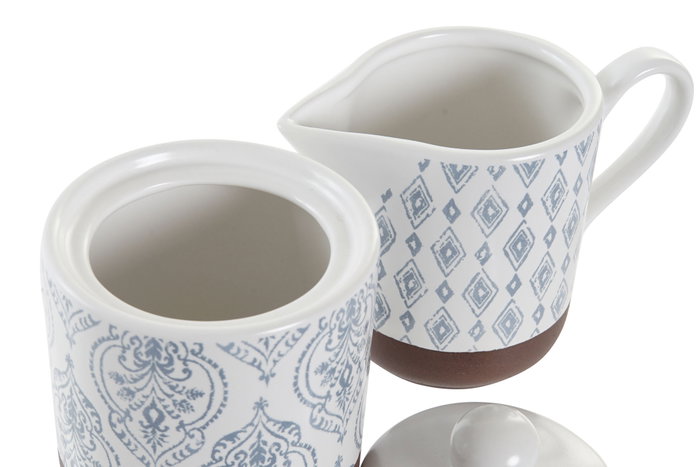 DKD Home Decor Set de 2 Azucareros de Gres Azulejos Azul Blue Lianfeng de 12,5x6,5x8 cm DKD Home Decor Set de 2 Azucareros de Gres Azulejos Azul Blue Lianfeng de 12,5x6,5x8 cm