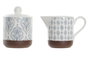 DKD Home Decor Set de 2 Azucareros de Gres Azulejos Azul Blue Lianfeng de 12,5x6,5x8 cm