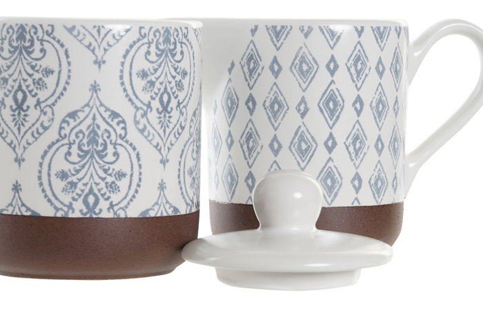 DKD Home Decor Set de 2 Azucareros de Gres Azulejos Azul Blue Lianfeng de 12,5x6,5x8 cm DKD Home Decor Set de 2 Azucareros de Gres Azulejos Azul Blue Lianfeng de 12,5x6,5x8 cm