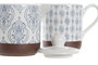 DKD Home Decor Set de 2 Azucareros de Gres Azulejos Azul Blue Lianfeng de 12,5x6,5x8 cm