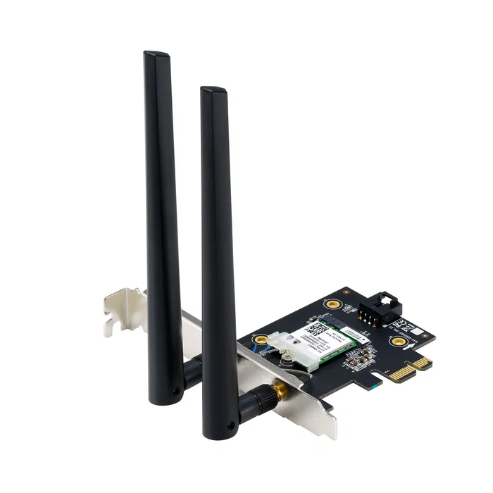 ASUS PCE-BE6500 Tarjeta de red Wi-Fi 7 interna PCI Express con Bluetooth 5.4 (6500 Mbps, tribanda 2.4/5/6 GHz) para PC