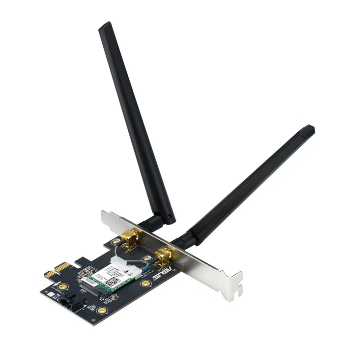 ASUS PCE-BE6500 Tarjeta de red Wi-Fi 7 interna PCI Express con Bluetooth 5.4 (6500 Mbps, tribanda 2.4/5/6 GHz) para PC