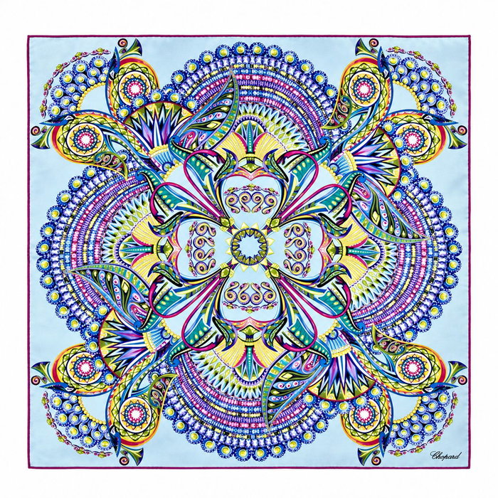 Chopard Pañuelo Cleopatra 90x90 en Sarga de Seda Orgánica Multicolor Chopard Pañuelo Cleopatra 90x90 en Sarga de Seda Orgánica Multicolor