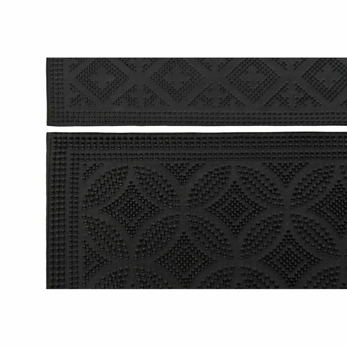 DKD Home Decor Felpudo de Goma Geométrico Negro, Pack de 2 unidades
