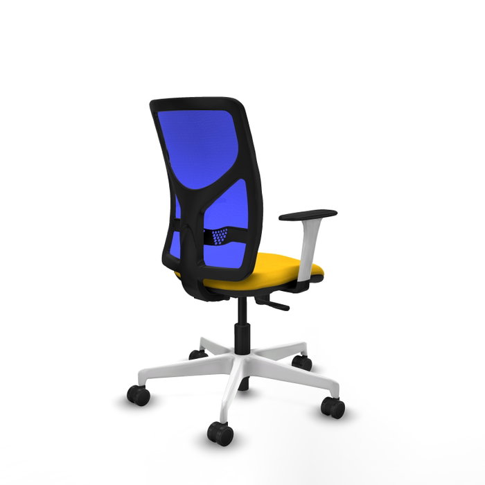 PIQUERAS Y CRESPO Silla de oficina Motilla con mecanismo Sincro, asiento amarillo y respaldo azul PIQUERAS Y CRESPO Silla de oficina Motilla con mecanismo Sincro, asiento amarillo y respaldo azul