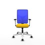 PIQUERAS Y CRESPO Silla de oficina Motilla con mecanismo Sincro, asiento amarillo y respaldo azul