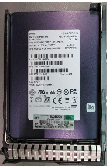 HP Hewlett Packard Enterprise SSD 1.92TB SFF SATA RI DS SC HP Hewlett Packard Enterprise SSD 1.92TB SFF SATA RI DS SC